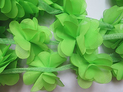 YYCRAFT Cinta de encaje de flores de gasa, 5 cm, accesorios para el cabello (4 yardas), color verde lima