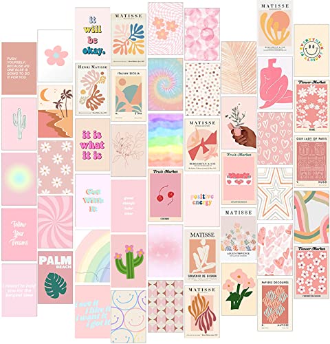 SWECOMZE Juego de collage de pared, 50 piezas, imágenes estéticas, collage de pared, decoración de habitaciones, imágenes artísticas para niños y niñas (F)