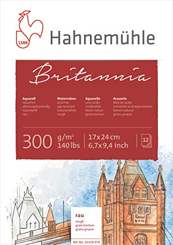 Hahnemühle Britannia Bloc para acuarelas, 12 hojas, 300 g, áspero