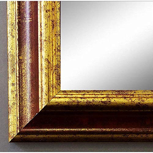 Artecentro Marco dorado para cuadros - Oro/Color con o sin paspartú de madera, varios tamaños (Oro/Rojo, 80 x 120)