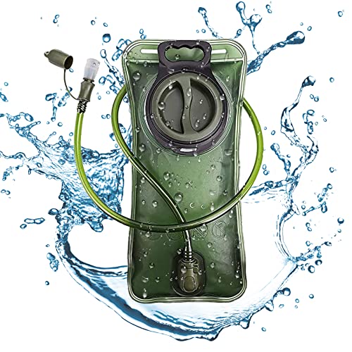 LYQQY Vejiga Hidratación, Bolsa de Hidratación Sistema Portátil a Prueba de Fugas, Libre de BPA Vejiga de Hidratación Peva vejiga hidratacion 2L para Correr, Caminar, Acampar, Escalar (Verde)