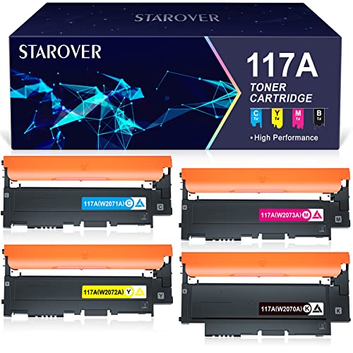 STAROVER 117A Cartucho de Toner 4-Pack Compatible HP 117A para Impresoras Color Laser 150nw 150a MFP 178nw 179fnw 178nwg 179fwg W2070A W2071A W2072A W2073A (Negro Cian Amarillo Magenta)