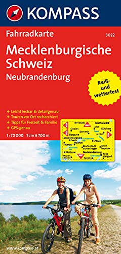 Carta cicloturistica n. 3022. Mecklenburgische Schweiz Neubrandenburg 1:70.000. Adatto a GPS. Digital map. DVD-ROM: Fietskaart 1:70 000