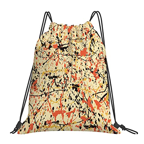 Mochila con cordón deportivo ajustable,Salpicadura azul Expresionismo abstracto Patrón Goteo Pintura Pollock Óleo moderno Emoción ,Bolsa de gimnasio Bolsa de cuerda impermeable Bolsa de yoga deportiva