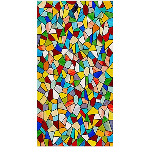 Decorativa Película De Ventana, Iglesia Europea Colorear Vinilos para Cristales Opaco para Cuarto De Baño Dormitorio Esmerilada Ventana De Privacidad-A07-100x200cm(39x79inch)