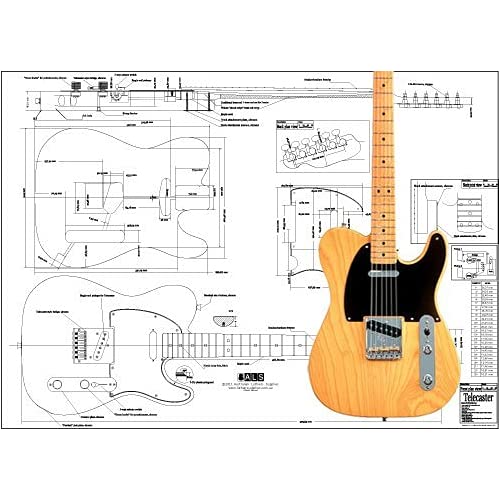 Plan of Fender Telecaster Guitarra eléctrica - Impresión a escala completa