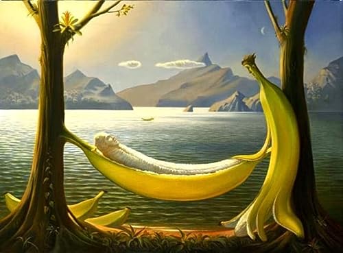 Surrealismo Artista Salvador Dalí Obra de arte Pareja de plátanos Columpio por el lago Pintura en lienzo Arte de la pared Póster Sala de estar Berdroom Galería Estudio Decoración para el hogar