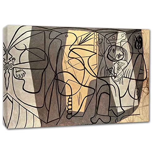 TANEGE Pablo Picasso Cuadro Decorativo Canvas Lienzo Impresión |Obras de Arte Para Paredes Del Hogar Montado En Bastidor De《Artist and His Model》