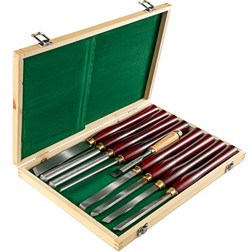 Mophorn Herramientas de Torno Madera HSS 8 Piezas para Tornear Madera Gubias para Tallar Madera Rojo Ampliamente Utilizado en Carpintería Tallado en Madera