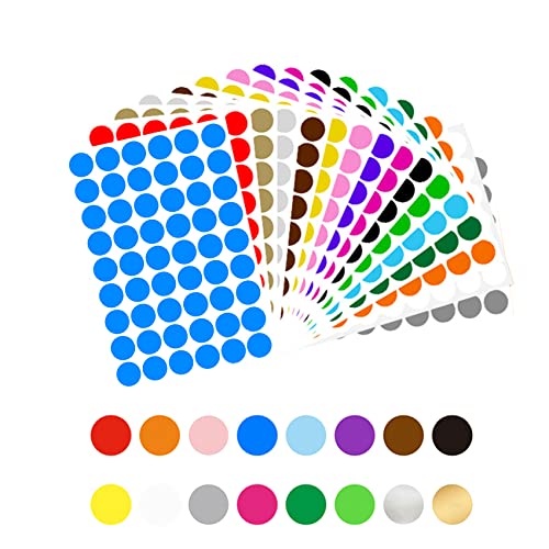 Jaimela 2CM Pegatinas Redondas Colores, 864pcs Surtidos Pegatinas Adhesivos, 16 Colores Pegatinas Círculo Etiquetas, Etiquetas de Codificació para Oficina