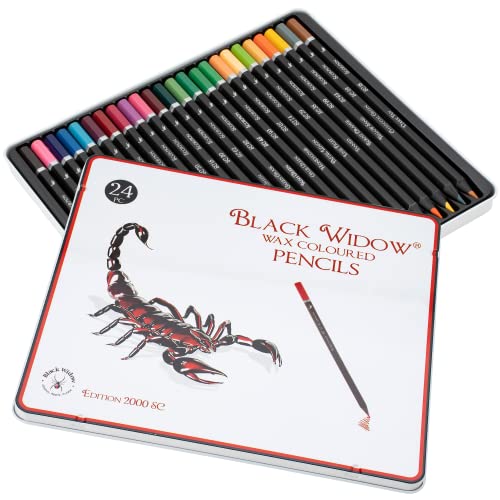 Black Widow ® Lápices de colores para adultos, el mejor juego de lápices de colores para adultos Libros para colorear, Un kit de dibujo Blackwood de 24 piezas de calidad disponible para usar en sus