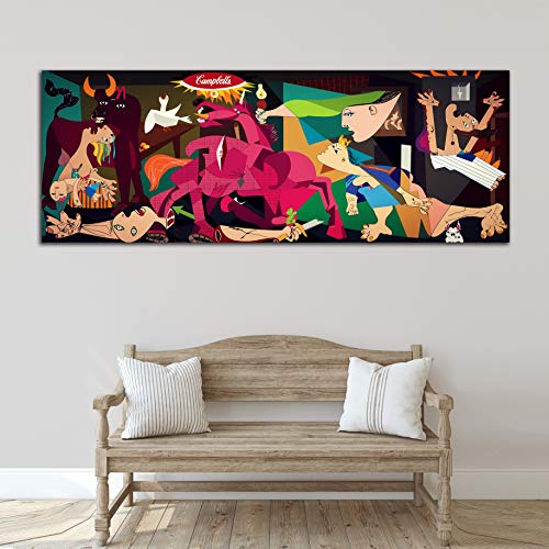 Desconocido Cuadro Lienzo Guernica en Color Arte Pop Campbells – Varias Medidas - Lienzo de Tela Bastidor de Madera de 3 cm - Impresion en Alta resolucion (120, 44)
