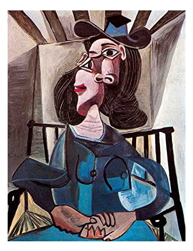 Chica en silla de Picasso Pintura Modernista Cubista Cuadros Decoracion Salon, Lienzos Cuadros Decoracion Dormitorios Hogar Decoración de Pared Cuadro y láminas(40x52cm 16