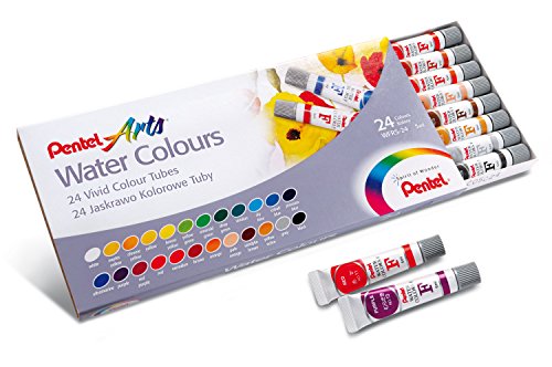 Pentel - Acuarelas en tubo, de 24 colores, multicolor, 24 unidades, WFRS2