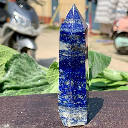 GOPABO Pilares de Cristal de lapislázuli Natural Adornados con pilares de Cristal de una Sola Punta de pulidor de Piedra Azul Piedras y minerales en Bruto (Size : 7-8cm)