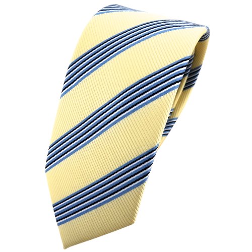TigerTie - corbata estrecha - amarillo pálido azul negro plata rayas