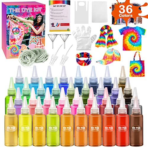 VIPNAJI Tinte Ropa, Tie Dye Kit 36 Colores Manualidades Niños Juguetes Niña Tinte Textil Regalos Niños Adultos, Tinte de Tela Permanente no tóxico Set de Arte, Creativas manualidades de Bricolaje