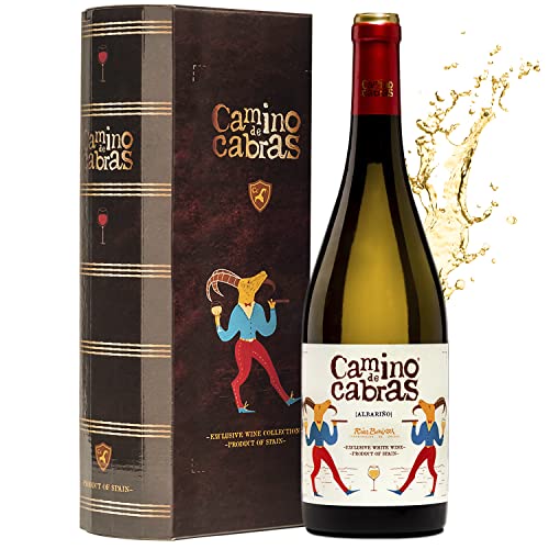 Estuche Regalo - Vino Albariño - Vino para Regalar – Vino gallego Premium – Vino Regalo Gourmet – Pack Regalo vino – D.O. Rias Baixas - 1 botella x 750 ml – Estuche de Vino CAMINO DE CABRAS