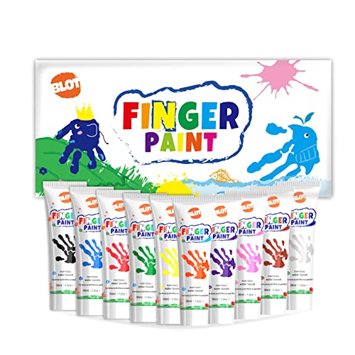 BLOT Pintura de Dedos para Niños 10 Colores Lavable Juego de Pintura para Dedos No Tóxicas Kits de Pintura para Niños Infantes Escuela Jardín Aprendizaje Temprano