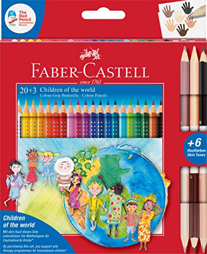 Faber-Castell Colour Grip Children of the world - Lápices de colores (3 unidades con 2 tonos de piel cada uno, 1 unidad)