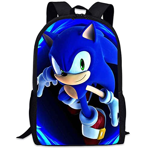 Sonic Mochilas Infantiles, Hedgehog Mochilas Escolares 3D Juego Impreso Mochila Material Escolar para Niños Mochila Escolar de Dibujos Animados en 3D para Colegio Viajes Deportes(44 x 29 x 12,5 cm)