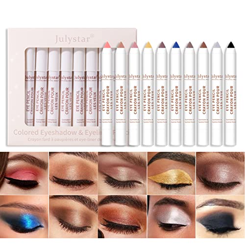 Joyeee Juego de lápiz de sombra de ojos 10 colores, Nacarado brillante modificación de ojos barra de sombra de ojos en crema, larga duración resistente al agua, Pro kit de crayón de maquillaje ojos, B