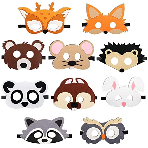 Máscaras de Fieltro 10pcs Máscaras de Animales para Niños Mascaras Cumpleaños Infantil Animales Máscaras de Fiesta Mascaras Animales Selva para Cosplay Fiesta Halloween Navidad Fiestas de Disfraces