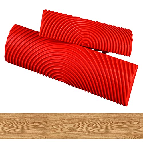 2 Piezas Grano de Madera Grano de Goma, Herramientas de Imitación de Madera, Ayudan a Crear Textura de Madera Natural, 12,7 * 4 cm + 8,7 * 3 cm (Rojo)