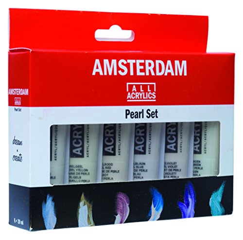 Juego de pintura acrílica de la serie estándar de Amsterdam, 6 unidades de 20 ml, color perlado