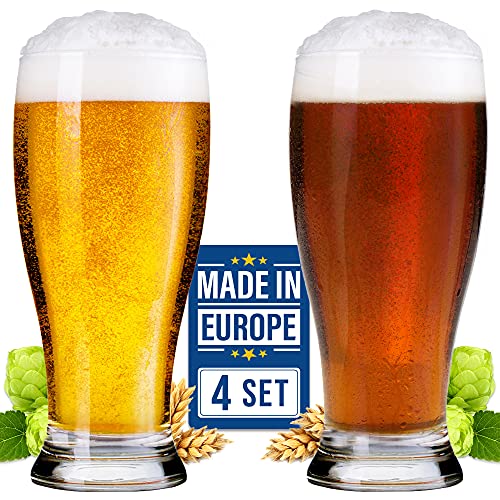 CRYSTALIA Premium Copas de Cerveza Cristal 570ml 100% SIN PLOMO Vasos de Pinta de Cerveza, Vasos de Cerveza de Pinta Weizen Copa de Cerveza, Vasos Cerveza para Lager Cerveza, Cerveza Pilsen Beer Glass