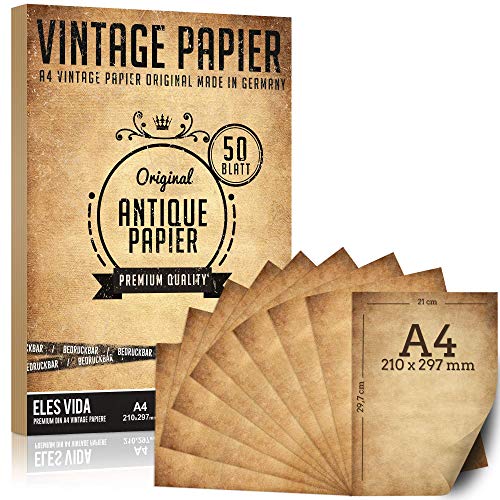 50 hojas de papel viejo de 100 g / m2 más papelería antigua DIY A4, impresión de comunión en ambos lados, rollo de papel para mapas, invitaciones históricas - Antiguo