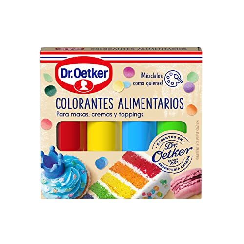 DR. OETKER Colorantes Alimentarios, Colorantes de Uso Alimentario Especialmente Diseñados para Pasteles, Tartas, Fondants, Glaseados y Bebidas - Pack de 4 Lápices Diferentes y Combinables