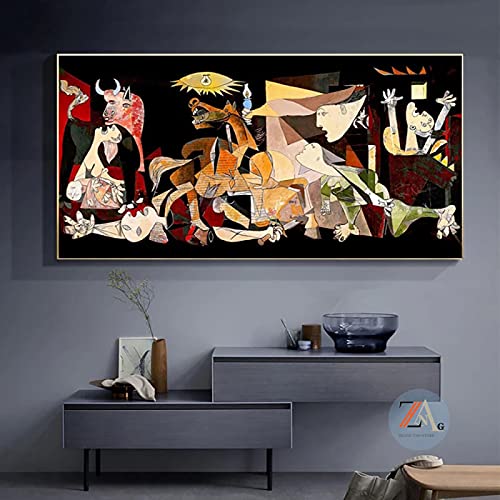 Cuadro en lienzo Famoso Picasso Guernica Cartel abstracto moderno e impresiones Decoración de arte de pared Decoración de la habitación del hogar Imágenes 30x60cm (12''x24 '') Marco interior