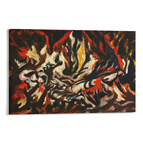 Póster de Jackson Pollock The Artist Pintor de la Escuela de Nueva York Póster de pintura en lienzo para pared, decoración moderna, 60 x 90 cm