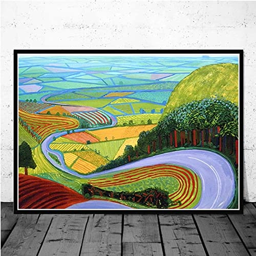 TSOLAY David Hockney Posters e impresiones David Hockney Garrowby Hill paisaje lienzo pintura arte de pared moderno para decoración del hogar imagen 60x80cm sin marco