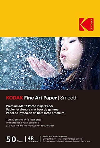KODAK 9891093-50 hojas de papel fotográfico 230 g/m², mate, tamaño A6 (10 x 15 cm), impresión de inyección de tinta efecto liso