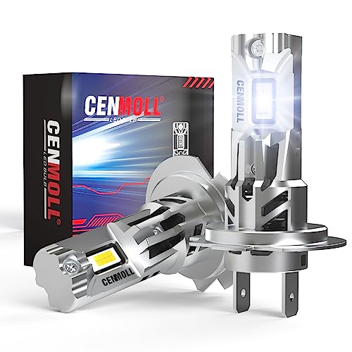 Cenmoll Bombilla H7 Led, 400% más brillante 80W 16000LM 6000K Blanco frío No se requiere adaptador Diseño 1:1 Bombillas Led H7 Para Coche Canbus libre de errores Kit de reemplazo de halógeno, 1 par