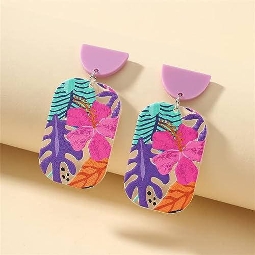 Pendientes nuevos pendientes nuevos pendientes nuevos pendientes cuadrados retro flores chocan pendientes cuadrados acrílicos sencillos pendientes de color caramelo perforados