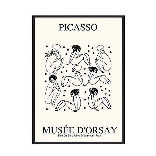 Carteles e impresiones retro del pájaro de la paz de Picasso línea abstracta mujer desnuda pintura en lienzo cuadros de arte de pared decoración de dormitorio B 60x90cm