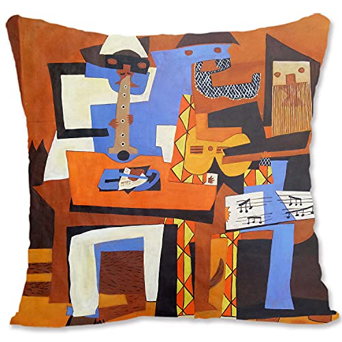 Funda de almohada decorativa, diseño de Picasso, tres músicos B