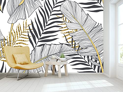 Yralye Papel pintado tropical de hojas de plátano para sala de estar, dormitorio, mural, decoración de pared natural