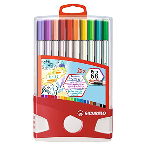 Stabilo, Rotulador punta de pincel STABILO Pen 68 brush - Estuche premium Colorparade con 20 colores