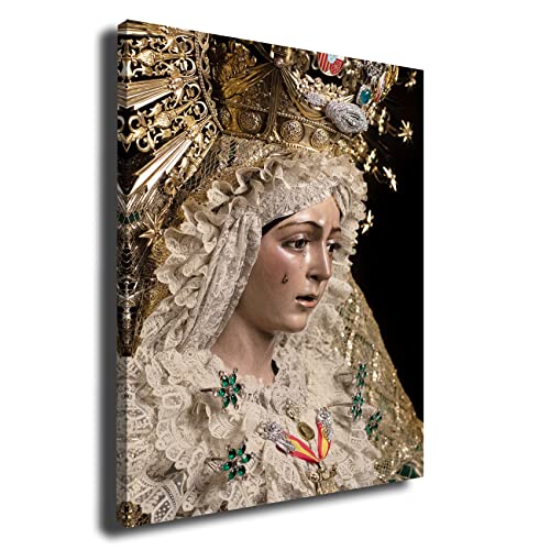 Genérico Cuadro lienzo canvas Perfil Virgen Esperanza Macarena Sevilla Semana Santa – Lienzo con bastidor 3cm - Alta resolución (100)