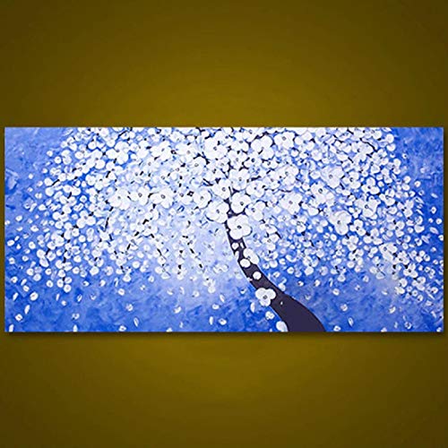 Pintura Al Óleo Pintada A Mano,Arte pintado a mano abstracto pared arte pintura al óleo sobre lienzo abstracto planta árbol blanco flor óleo pintura de la sala de estar, como se muestra,70×14