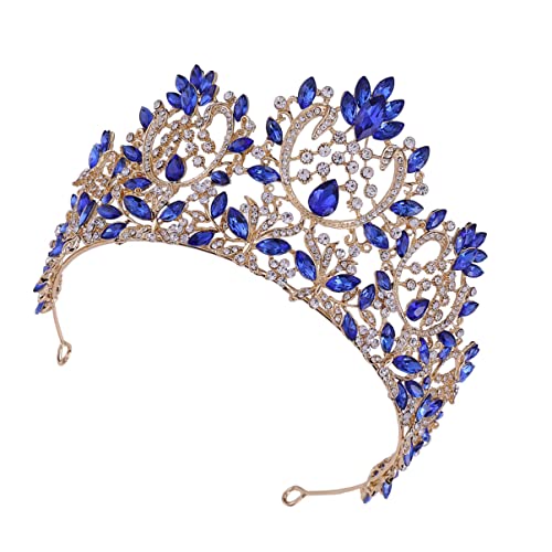 FOMIYES 1 Tocado de Estilo Barroco para Coronas Diadema Azul para Boda Fiesta de Aleación Concurso para Niñas Princesa Piedras Preciosas Lujosa Tiara de Novia Accesorios de Mujer con