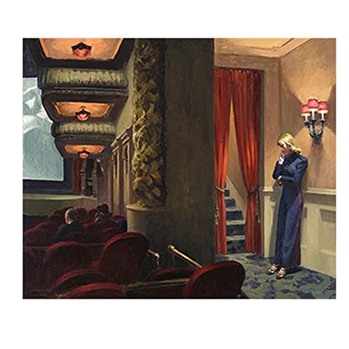 UNEVUE Edward Hopper Póster Pintura En Lienzo Decoración De Obras De Arte Para Sala De Estar Dormitorios Pared Lienzos Decorativos《Movie》Sin Marco-30x36cm(11.8x13.8in)