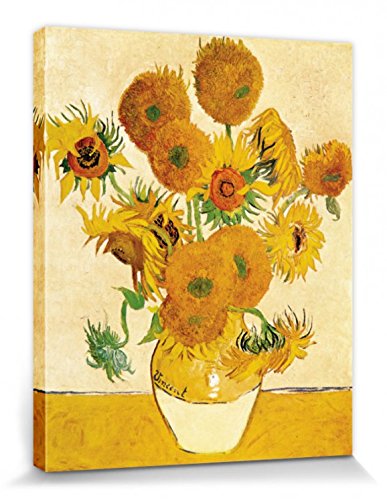 1art1 Vincent Van Gogh Póster Impresión En Lienzo Catorce Girasoles En Un Florero, 1888 Cuadro En Bastidor De Camilla De Madera | Mural XXL | Imagen 50x40 cm