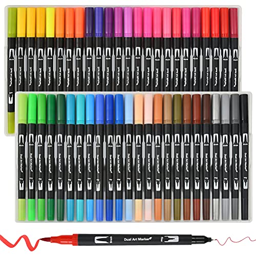 48Colores,Rotuladores de Doble Punta,Bolígrafo Acuarela de Doble Punta,Pluma de Pintura,para Acuarelas Dibujos y Caligrafía