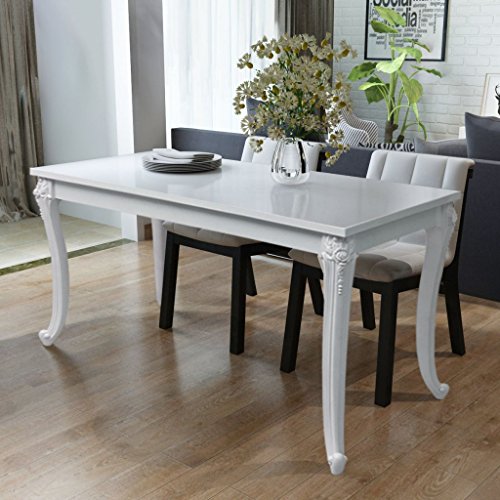 Festnight Mesa de Comedor Blanco Brillante 120 x 70 x 76 cm