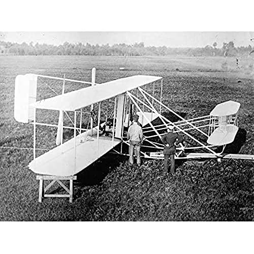 Wright Brothers Biplane Machine Old Photo Art Print Canvas Premium Wall Decor Poster Mural Mural